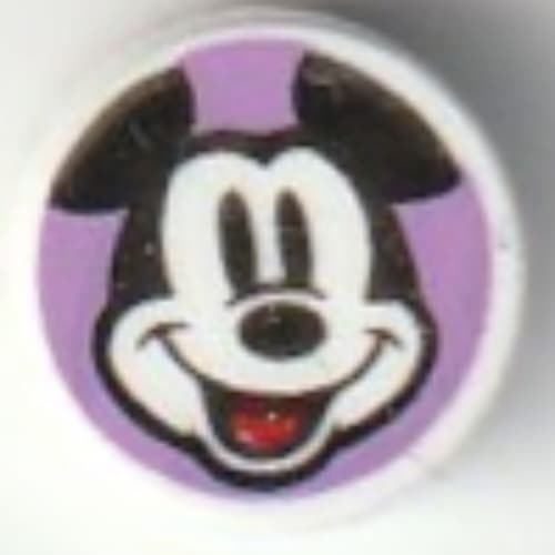 Tile Round 1 x 1 with Mickey Mouse, Open Mouth Smile on Lavender Background print
