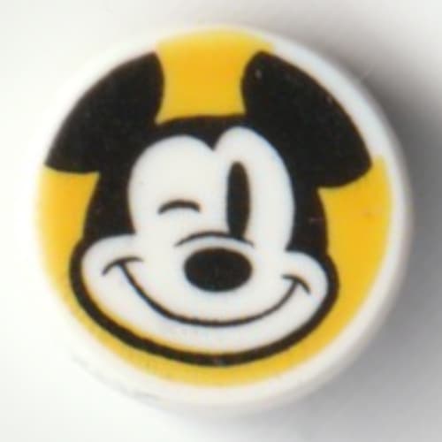 Tile Round 1 x 1 with Mickey Mouse, Wink on Bright Light Orange Background print