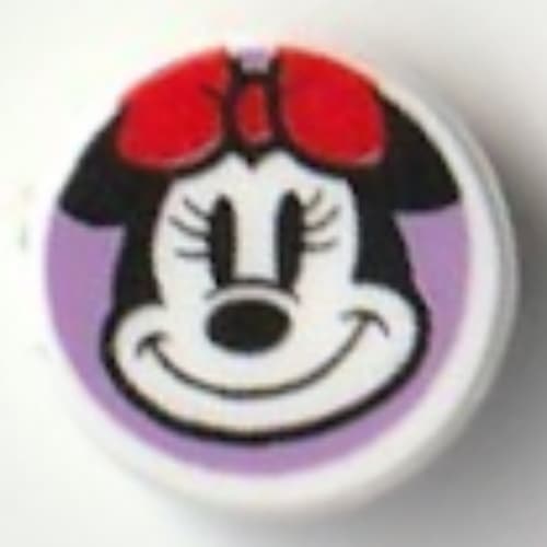 Tile Round 1 x 1 with Minnie Mouse, Smile on Lavender Background print