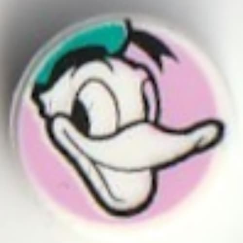 Tile Round 1 x 1 with Donald Duck on Bright Pink Background print