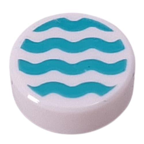 Tile Round 1 x 1 with Dark Turquoise Squiggly Line print