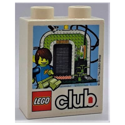 Duplo Brick 1 x 2 x 2 with 'LEGO Club 2010' and Max with Gateway Print (LEGO Universe Promotion)