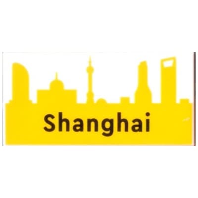 Tile 2 x 4 with 'Shanghai' and Yellow Landmarks Print