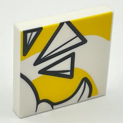 Tile 2 x 2 with White Triangles and Yellow Background Print