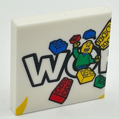 Tile 2 x 2 with 'WO', Minifig, and Bricks Print