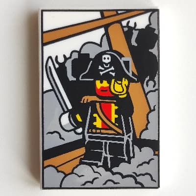Tile 2 x 3 with Pirate Captain Redbeard Minifig Print