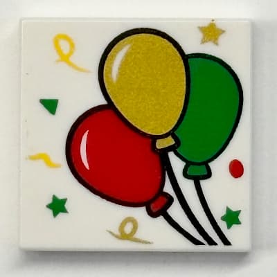Tile 2 x 2 with Red/Yellow/Green Balloons Print