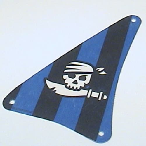 Sail, Triangular, 15 x 22 with Black and Blue Stripes, Skull and Cutlass Print