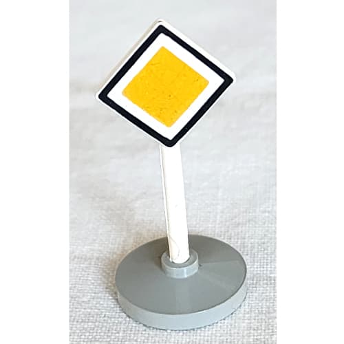 Road Sign Old Diamond with Black & White Border Major Road Print & Type 2 Base