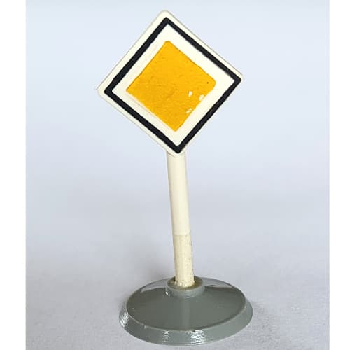 Road Sign Old Diamond with Black & White Border Major Road Print & Type 1 Base