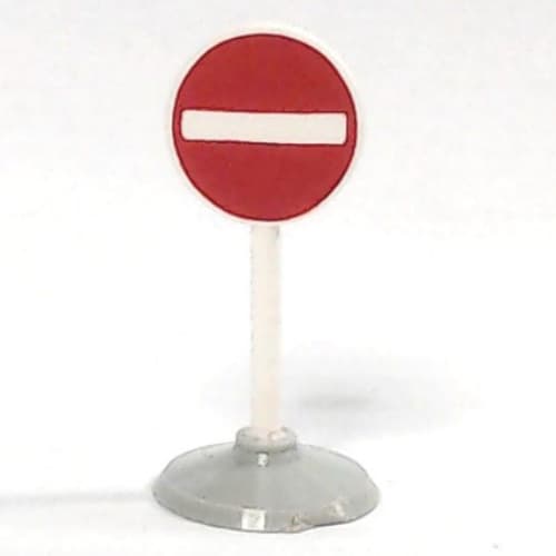 Road Sign Old Round with No Entry Print & Type 1 Base