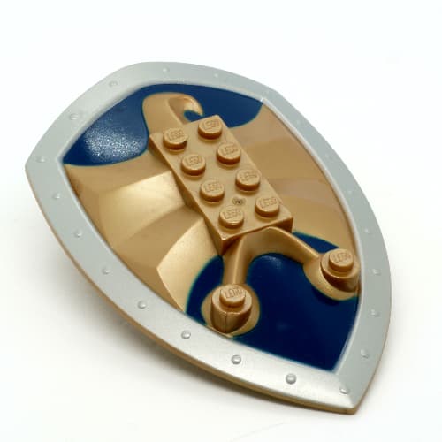 Large Figure Shield, 2 x 4 Brick Relief, Jayko Hawk with Dark Blue and Silver Print