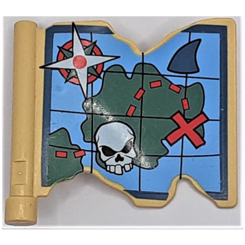 Duplo Flag 3 x 2 1/3, with Ragged Edge, Handle, and Treasure Map Print