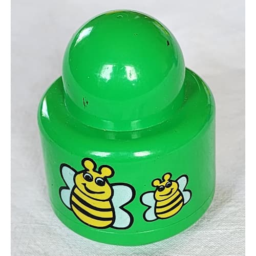 Primo Brick Round Rattle 1 x 1 with Two Bees Print