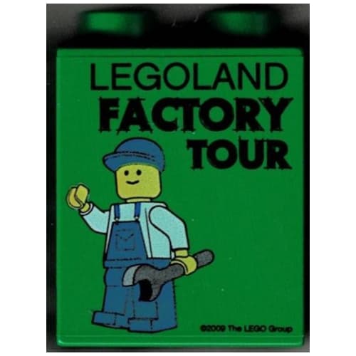 Duplo Brick 1 x 2 x 2 with Factory Tour with Minifig Holding Wrench in Left Hand Print