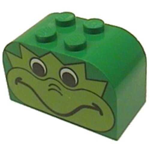 Brick Curved 2 x 4 x 2 Double with Frog Face Print