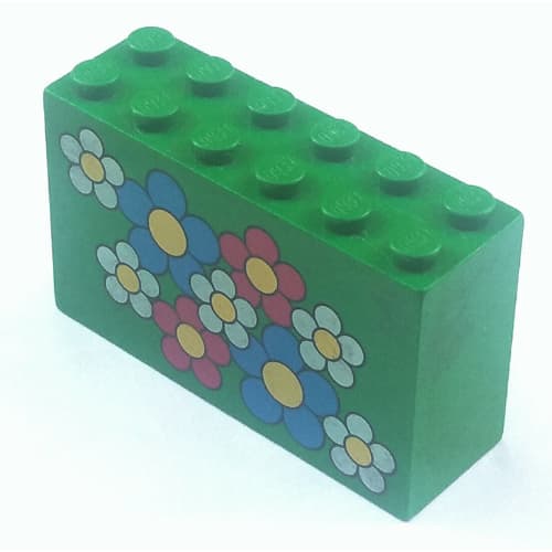 Brick 2 x 6 x 3 with Red, White, Blue Flowers Print