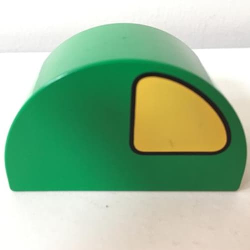 Duplo Brick 2 x 4 x 2 Curved Top with Yellow Quarter Circle on Both Sides Print