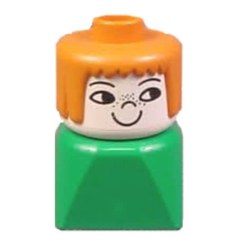 Duplo 2 x 2 x 2 Figure Brick Early, Straight Hair Earth Orange Hair, Nose Freckles Print