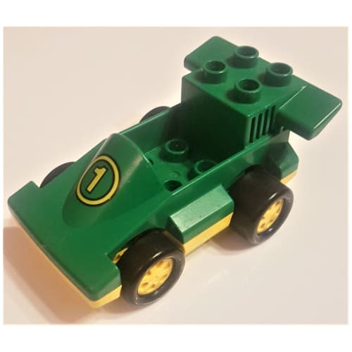 Duplo Car Formula One with Yellow Base and Yellow Number 1 Print