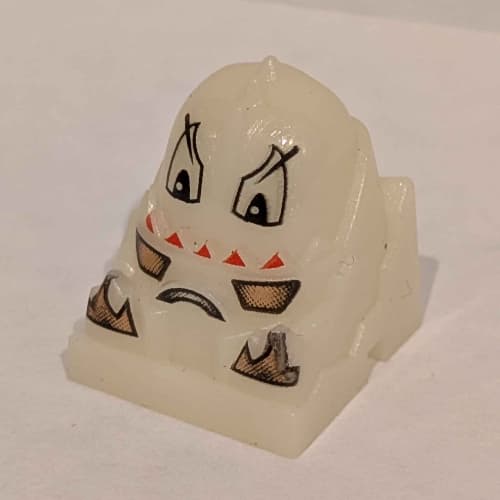 Racer Driver Head, Brick Special 2 x 2 Round, Red Teeth print (Ghost)