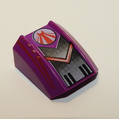 Slope Curved 2 x 2 with Lip, No Studs with Red Chevron and Black Fade Print (Warrior) - Set 4569