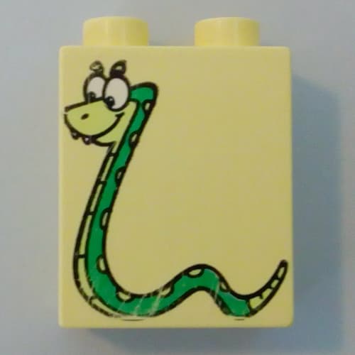 Duplo Brick 1 x 2 x 2 with Spotted Snake Print (From Dora The Explorer)