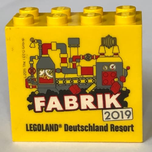Brick 2 x 4 x 3 with 'LEGOLAND Deutschland Resort FABRIK 2019' Print