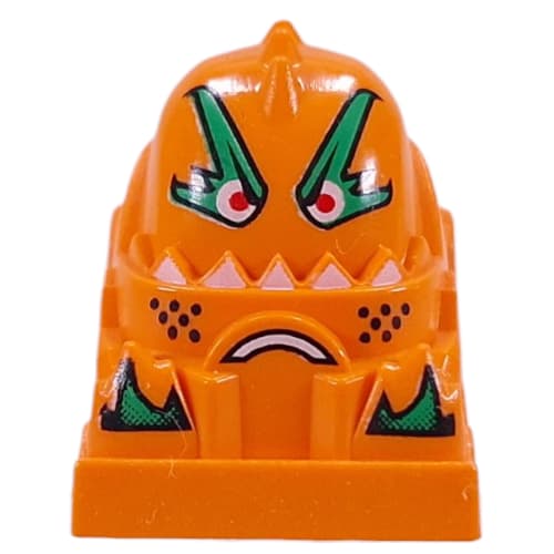 Racer Driver Head, Brick Special 2 x 2 Round, Green Eyebrows, Red Eyes, White Teeth print (Scratch)