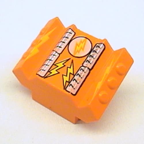 Brick Sloped 2 x 2 No Studs with Angled Side Block Extensions and Lightor Lightning Bolt Print