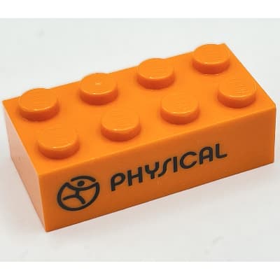 Brick 2 x 4 with 'PHYSICAL' and Icon Print