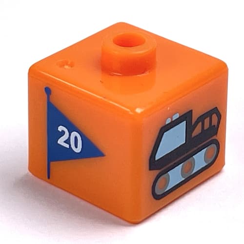 Pen Bead, Square with Tracked Snow Truck and Flag Print