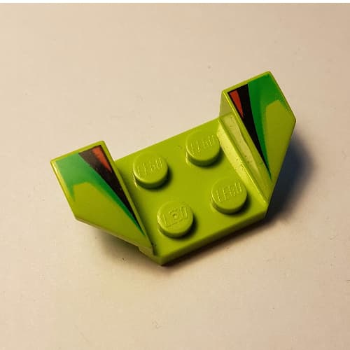 Mudguard 2 x 4 with 2 x 2 Studs and Flared Wings, Red/Black Stripe and Green Fade Print