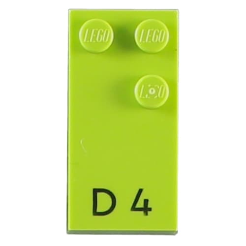 Braille Brick 2 x 4 with 3 Studs ⠙ 'D 4' Print
