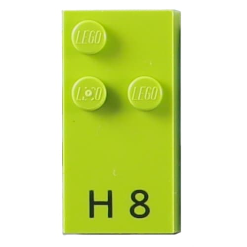Braille Brick 2 x 4 with 3 Studs ⠓ and 'H 8' Print