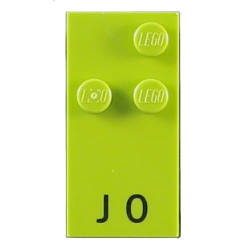 Braille Brick 2 x 4 with 3 Studs ⠚ and 'J 0' Print
