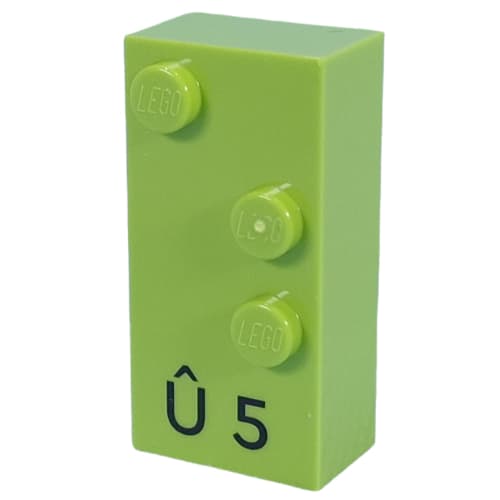 Braille Brick 2 x 4 with 3 Studs ⠱ and 'Û 5'