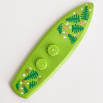Sports Surfboard Standard with Green Christmas Trees, White and Golden Stars Print