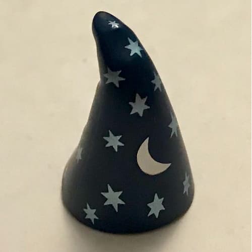 Hat Cone Drooping with Wizard Silver Moon and Stars Print