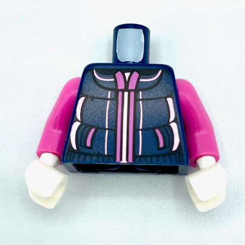 Torso Jacket, Padded, Dark Pink Zipper, Pockets print, Dark Pink Arms, White Hands