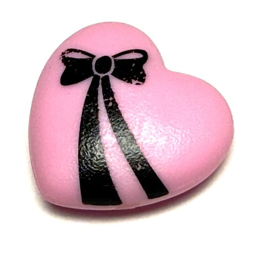 Clikits Icon, Heart 2 x 2 Large with Pin, Black Bow Print