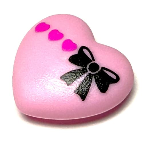 Clikits Icon, Heart 2 x 2 Large with Pin, Black Bow and 3 Small Dark Pink Hearts Print