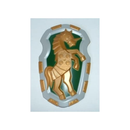 Large Figure Shield, 2 x 2 Brick Relief, Armored Horse (Unicorn) with Dark Green and Light Bluish Gray Print
