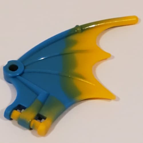 Creature Body Part, Dragon / Thestral Wing with Bar Connection and Marbled Bright Light Orange Pattern