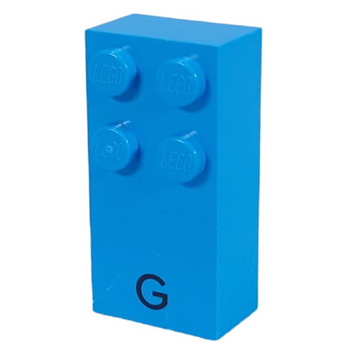 Braille Brick 2 x 4 with 4 Studs ⠛ and 'G' Print