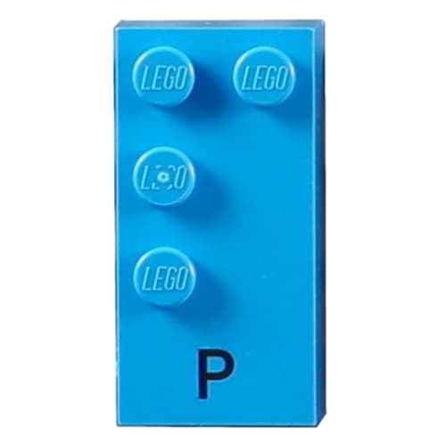 Braille Brick 2 x 4 with 4 Studs ⠏ and 'P' Print