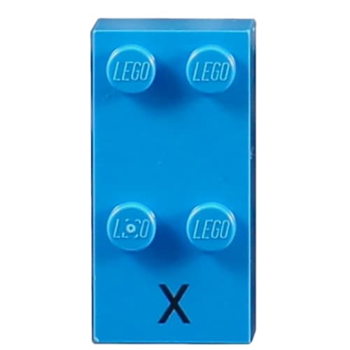 Braille Brick 2 x 4 with 4 Studs ⠭ and 'X' Print