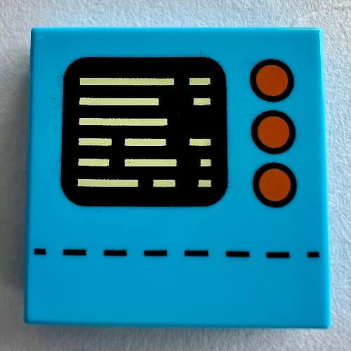 Tile 2 x 2 with Black Screen, Orange Button print