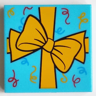 Tile 2 x 2 with Bright Light Orange Present Bow Print