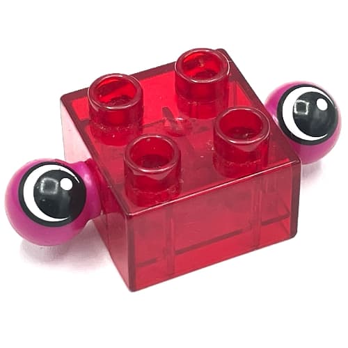 Duplo Brick 2 x 2 with 2 Dark Pink Protruding Eyes